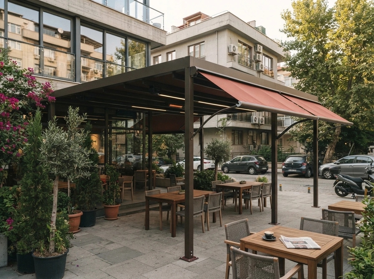Kuşadası'nda yazlık balkonuna monte edilmiş win tente